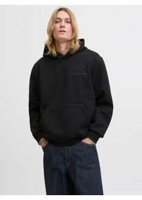 Jack & Jones Kapuzensweatshirt JACK & JONES "JCOFUSION SCUBA SWEAT HOOD NOOS", Herren, Gr. S, schwarz, angeraute Sweatware, Obermaterial: 77% Polyester, 18% Viskose, 5% Elasthan, unifarben, relaxed fit, Rippb&uuml;ndchen, Sweatshirts Kapuzensweatshirt