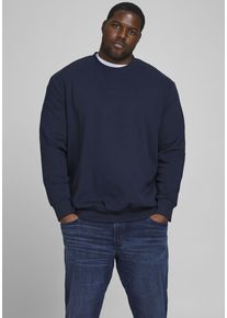 Jack & Jones PlusSize Sweatshirt "BASIC SWEAT CREW NECK", Herren, Gr. 3XL, blau (navy), angeraute Sweatware, Obermaterial: 85% Baumwolle, 15% Polyester, JACK & JONES PLUSSIZE, unifarben, normal, Rundhals, B&uuml;ndchen, Sweatshirts Sweatshirt