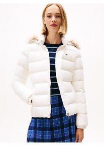Steppjacke Tommy Jeans "TJW BASIC HOODED DOWN JACKET EXT", Damen, Gr. XL (42), beige (ecru), Web, Obermaterial: 100% Polyester. Futter: 100% Polyester. Wattierung: 70% Daunen, 30% Federn, unifarben, regular fit h&uuml;ftlang, eingesetzt B&uuml;ndchen, Jacken Steppjacke, mit Logostickerei