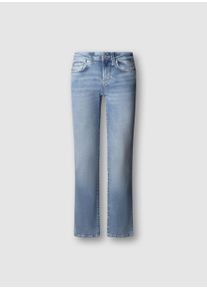 Bootcut-Jeans Pepe Jeans "BOOTCUT LW", Damen, Gr. 29, L&auml;nge 32, mid blau used, Denim/Jeans, Obermaterial: 84% Baumwolle, 15% Polyester, 1% Elasthan, bootcut fit lang, Jeans Bootcut-Jeans