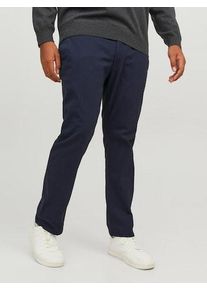 Jack & Jones PlusSize Chinohose "JPSTMARCO JJDAVE LC NOOS PLS", Herren, Gr. 44 (5XL), L&auml;nge 32, blau (navy blazer), Web, Obermaterial: 98% Baumwolle, 2% Elasthan, JACK & JONES PLUSSIZE, unifarben, slim fit kn&ouml;chellang, Hosen Chinohose