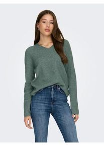 V-Ausschnitt-Pullover Only "ONLCAMILLA V-NECK L/S PULLOVER KNT NOOS", Damen, Gr. L, gr&uuml;n (laurel wreath detail:melange), Strick, Obermaterial: 74% Polyacryl, 24% Polyester, 2% Elasthan, meliert, regular fit normal, V-Ausschnitt, Strickb&uuml;ndchen, Pullover V-Ausschnitt-Pullover, Materialmix, regular fit