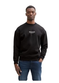Sweatshirt Tom Tailor Denim, Herren, Gr. S, schwarz, Sweatware, Obermaterial: 70% Baumwolle, 30% Polyester, bedruckt, relaxed fit taillenbedeckt, Rundhals, B&uuml;ndchen, Sweatshirts Sweatshirt, mit Logo Print