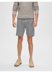 Chinoshorts Selected "SLHREGULAR-BRODY SUN SHORTS NOOS", Damen, Gr. S, N-Gr, blau (sky captain), Web, Obermaterial: 54% Baumwolle, 45% Leinen, 1% Elasthan, unifarben, regular fit ca. Mitte Oberschenkel, Hosen Chinoshorts
