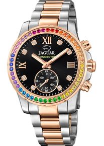 Chronograph Jaguar "Connected", rosa (silberfarben, ros&eacute;goldfarben, schwarz, regenbogenfarben), Armbanduhren, Damen, Chronograph, Armbanduhr, Damenuhr, Saphirglas, Stoppfunktion, Swiss Made