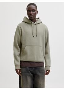 Jack & Jones Kapuzensweatshirt JACK & JONES "JJEBRADLEY SWEAT HOOD NOOS", Herren, Gr. S, vetiver, angeraute Sweatware, Obermaterial: 65% Polyester, 35% Baumwolle, unifarben, relaxed fit normal, ohne Ausschnitt, Rippb&uuml;ndchen, Sweatshirts Kapuzensweatshirt, Materialmix, relaxed fit