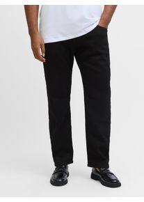 Jack & Jones PlusSize Slim-fit-Jeans "GLENN ORIGINAL", Herren, Gr. 44, L&auml;nge 32, schwarz denim, Denim/Jeans, Obermaterial: 70% Baumwolle, 28% Polyester, 2% Elasthan, JACK & JONES PLUSSIZE, Abriebeffekte, schmal kn&ouml;chellang, Jeans Slim-fit-Jeans, Bis Weite 48