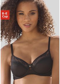 T-Shirt-BH Vivance, Damen, Gr. 85, Cup C, schwarz, Spitze, Obermaterial: 86% Polyamid, 14% Elasthan, BHs T-Shirt-BH, aus feinem Mesh-Material und Spitze in Leo-Optik, Dessous