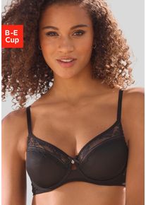 T-Shirt-BH Vivance, Damen, Gr. 80, Cup C, schwarz, Spitze, Obermaterial: 86% Polyamid, 14% Elasthan, BHs T-Shirt-BH, aus feinem Mesh-Material und Spitze in Leo-Optik, Dessous
