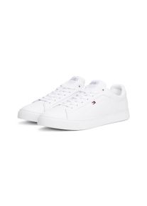 Sneaker Tommy Hilfiger "ICON COURT LTH FLAG ESS", Herren, Gr. 44, wei&szlig;, Leder, Lederimitat, Schuhe Sneaker, Freizeitschuh, Halbschuh, Schn&uuml;rschuh mit kleiner Logoflagge