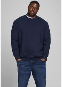 Jack & Jones PlusSize Sweatshirt "BASIC SWEAT CREW NECK", Herren, Gr. 6XL, blau (navy), angeraute Sweatware, Obermaterial: 85% Baumwolle, 15% Polyester, JACK & JONES PLUSSIZE, unifarben, normal, Rundhals, B&uuml;ndchen, Sweatshirts Sweatshirt
