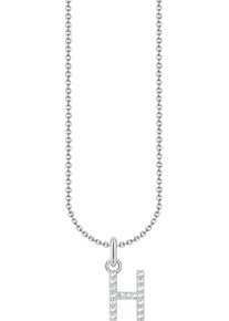 Kette mit Anh&auml;nger Thomas Sabo "Buchstabe" Gr. 45, bunt (silberfarben, wei&szlig;), Halsketten, Damen, 45, H, Silber 925 (recycelt), Kette mit Anh&auml;nger, mit Zirkonia (synth.)