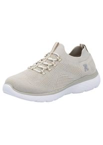 Slip-On Sneaker RIEKER SPORT, Damen, Gr. 38, beige (hellbeige), Textil, Schuhe Slip-On Sneaker, Slipper, Freizeitschuh, Schlupfschuh mit Elastik-Einstieg, Topseller