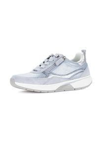 Plateausneaker ROLLINGSOFT, Damen, Gr. 44, blau, silberfarben, Textil, Veloursleder, Schuhe Plateausneaker, Freizeitschuh, Halbschuh, Schn&uuml;rschuh mit Kontrastbesatz, G-Weite