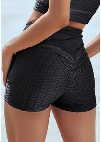 Shorts Vivance ACTIVE, Damen, Gr. S (36/38), N-Gr, schwarz, Obermaterial: 86% Polyester, 14% Elasthan. Einsatz: 90% Polyester, 10% Elasthan, unifarben, figurbetont kurz, Hosen Shorts, mit breitem Bund und Wabenoptik