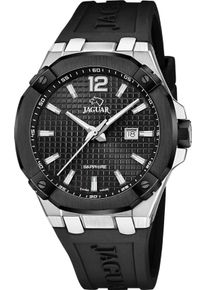 Quarzuhr Jaguar "Diplomatic", schwarz (schwarz, schwarz), Armbanduhren, Herren, Quarzuhr, Armbanduhr, Herrenuhr, Swiss Made, analog, Tag, Kautschukarmband