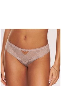 String Lascana "Alana", Damen, Gr. 40/42, beige (sand), Obermaterial: 56% Polyamid, 32% Seide, 12% Elasthan, Unterhosen String, mit hohem Seidenanteil und edler Spitze