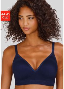 Push-up-BH Lascana "COMFY BRA", Damen, Gr. 85, Cup B, blau (marine), Piqu&eacute;, Obermaterial: 50% Baumwolle, 33% Polyamid, 14% Polyester, 3% Elasthan, Basic, BHs Push-up-BH, ohne B&uuml;gel aus Baumwolle, Basic Dessous, Topseller