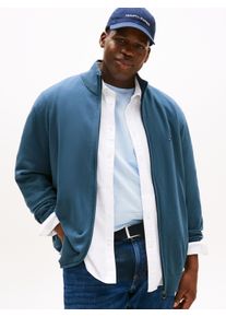 Tommy Hilfiger Big & Tall Strickjacke "BT-ESSENTIAL COTTON ZIP THRU-B", Herren, Gr. 5XL, blau (aegean sea), Strick, Obermaterial: 100% Baumwolle, TOMMY HILFIGER BIG & TALL, unifarben, regular fit normal, Rundhals, eingesetzt Rippstrickb&uuml;ndchen, Strickjacken Strickjacke, Gro&szlig;en Gr&ouml;&szlig;en