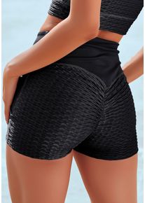 Shorts Vivance ACTIVE, Damen, Gr. XS (32/34), N-Gr, schwarz, Obermaterial: 86% Polyester, 14% Elasthan. Einsatz: 90% Polyester, 10% Elasthan, unifarben, figurbetont kurz, Hosen Shorts, mit breitem Bund und Wabenoptik