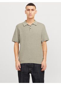 Jack & Jones Polokragenpullover JACK & JONES "JPRCCCOOPER KNIT POLO SS SN", Herren, Gr. S, vetiver detail:twist, Strick, Obermaterial: 100% Baumwolle, unifarben, regular fit h&uuml;ftbedeckend, Rundhals, Pullover Polokragenpullover