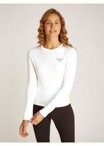 T-Shirt Tommy Jeans CURVE "TJW SLIM ESSENTIAL LOGO 2 LS EXT", Damen, Gr. 5XL (50), wei&szlig;, Single Jersey, Obermaterial: 100% Baumwolle, unifarben, figurbetont, Rundhals, Shirts T-Shirt, in Gro&szlig;en Gr&ouml;&szlig;en mit Logoschriftzug