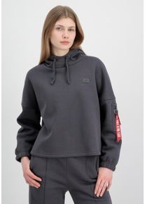 Hoodie Alpha Industries "X-Fit Label OS Hoodie Wmn", Damen, Gr. XS, grau (vintage grau), Obermaterial: 80% Baumwolle, 20% Polyester, oversize, Sweatshirts Hoodie