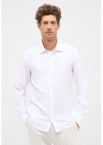 Langarmhemd Eterna "SLIM FIT", Damen, Gr. 40, Normalgr&ouml;&szlig;en, wei&szlig;, Twill, 59% Baumwolle, 41% Leinen, schmal, Manschette, Hemden Langarmhemd, EASY IRON (b&uuml;gelleicht)