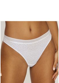 String Lascana "Freya", Damen, Gr. 32/34, wei&szlig;, Spitze, Obermaterial: 85% Polyamid, 15% Elasthan, Unterhosen String, aus Spitze in Leo-Optik mit modischem Bund, sexy Dessous