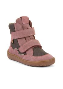 Barfu&szlig;schuh froddo "BAREFOOT TEX WINTER", M&auml;dchen, Gr. 35, grau, rosa, Textil, Veloursleder, Basic, Schuhe Barfu&szlig;schuh, Klettschuh, Winterstiefel mit TEX-Membrane