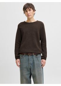 Jack & Jones Rundhalspullover JACK & JONES "JJEHILL KNIT CREW NECK NOOS", Herren, Gr. L, delicioso detail:twist, Strick, Obermaterial: 100% Baumwolle, unifarben, regular fit normal, Rundhals, gerader Abschluss, Pullover Rundhalspullover, Baumwolle, regular fit