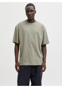 Jack & Jones Oversize-Shirt JACK & JONES "JJEBRADLEY Oversize T-Shirt mit klassischem Rundhalsausschnitt", Herren, Gr. S, vetiver, Jersey, Obermaterial: 100% Baumwolle, unifarben, oversize taillenbedeckt, Rundhals, Shirts Oversize-Shirt, mit gek&auml;mmten Jersey