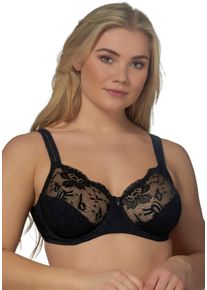 B&uuml;gel-BH ELBRINA "EMBROIDERY", Damen, Gr. 80, Cup F, schwarz, Spitze, Obermaterial: 61% Polyamid, 31% Polyester, 8% Elasthan, unifarben, BHs B&uuml;gel-BH, breite Tr&auml;ger, ohne Schale, mit B&uuml;gel, mit Spitze, feminin