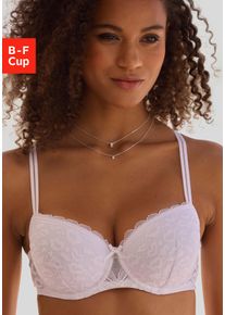 Schalen-BH Vivance, Damen, Gr. 70, Cup F, wei&szlig;, Microtouch, Obermaterial: 63% Polyamid, 27% Polyester, 10% Elasthan, BHs Schalen-BH, aus Spitze in Leo-Optik im modischen Balconnet-Schnitt, Dessous
