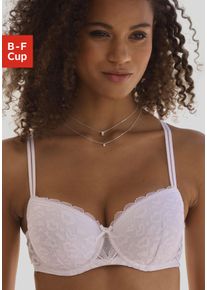 Schalen-BH Vivance, Damen, Gr. 75, Cup F, wei&szlig;, Microtouch, Obermaterial: 63% Polyamid, 27% Polyester, 10% Elasthan, BHs Schalen-BH, aus Spitze in Leo-Optik im modischen Balconnet-Schnitt, Dessous