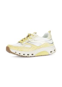 Keilsneaker ROLLINGSOFT, Damen, Gr. 41, wei&szlig;, gelb, silberfarben, Glattleder, Textil, Veloursleder, Schuhe Keilsneaker, Freizeitschuh, Halbschuh, Schn&uuml;rschuh mit weichem Schaftrand