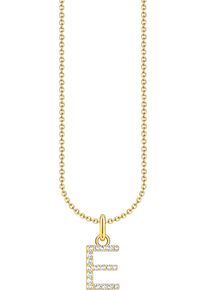 Kette mit Anh&auml;nger Thomas Sabo "Buchstabe" Gr. 45, gold (gelbgoldfarben, wei&szlig;), Halsketten, Damen, 45, E, Silber 925 (recycelt), Kette mit Anh&auml;nger, mit Zirkonia (synth.)