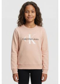 Sweatshirt Calvin Klein Jeans "CK Monogram Terry Cn", M&auml;dchen, Gr. 8 (128), spanish villa, Sweatware, Obermaterial: 100% Baumwolle, regular fit, Rundhals, Sweatshirts Sweatshirt, f&uuml;r Kinder bis 16 Jahre und mit Logodruck