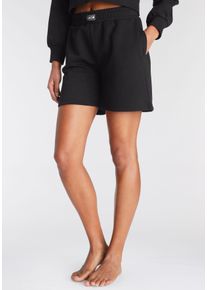 Sweathose Lascana, Damen, Gr. 36/38, N-Gr, schwarz, Sweatware, Obermaterial: 60% Baumwolle, 40% Polyester, unifarben, Basic, Basic ca. Mitte Oberschenkel, Hosen Sweathose, mit geripptem Hosenbund, Loungewear, Loungeanzug