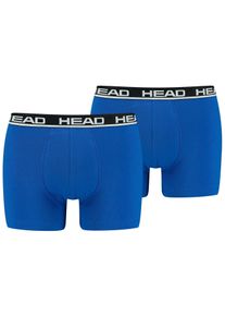 Boxershorts Head "Head BASIC BOXER 2P", Herren, Gr. L, blau (blau, schwarz), Obermaterial: 95% Baumwolle, 5% Elasthan, unifarben, k&ouml;rpernah, Unterhosen Boxershorts, mit elastischem Logobund