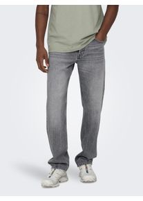 Only & Sons Regular-fit-Jeans ONLY & SONS "ONSEDGE STRAIGHT BROMO 0017 DOT DNM NOOS", Herren, Gr. 29, L&auml;nge 32, blau (medium grau denim), Denim/Jeans, Obermaterial: 100% Baumwolle, Abriebeffekte, regular fit, Jeans Regular-fit-Jeans