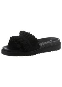 Pantolette Ara "KENT", Damen, Gr. 39, schwarz, Ziegenveloursleder, Schuhe Pantolette, Keilabsatz, Sommerschuh, Schlappen zum Schlupfen