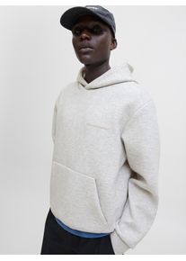 Jack & Jones Kapuzensweatshirt JACK & JONES "JCOFUSION SCUBA SWEAT HOOD NOOS", Herren, Gr. XS, grau (light grau melange detail:new lgm), angeraute Sweatware, Obermaterial: 77% Polyester, 18% Viskose, 5% Elasthan, meliert, relaxed fit, Rippb&uuml;ndchen, Sweatshirts Kapuzensweatshirt