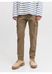 Jack & Jones Cargohose JACK & JONES "JPSTPAUL JJFLAKE CARGO NOOS", Herren, Gr. 29, L&auml;nge 30, beige (brindle), Web, Obermaterial: 98% Baumwolle, 2% Elasthan, unifarben, regular fit lang, Hosen Cargohose, Baumwollmischung, regular fit