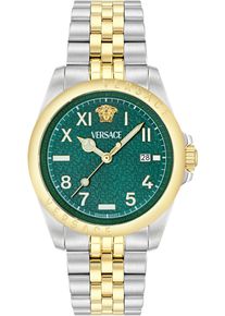 Quarzuhr Versace "Versace ANTEO", silber (silberfarben, goldfarben), Armbanduhren, Herren, Quarzuhr, Armbanduhr, Herrenuhr, Swiss Made, Saphirglas, Edelstahlarmband, Datum