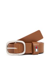 Lederg&uuml;rtel Tommy Jeans "TJW OVAL 3.0 cm breit", Damen, Gr. 75, braun (cognac), Rindsleder, G&uuml;rtel Lederg&uuml;rtel, Ovale Einfachdornschlie&szlig;e und Logo am Verschluss
