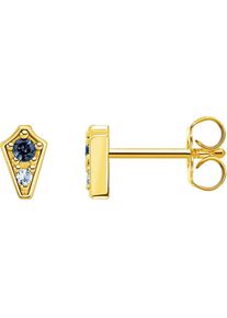 Paar Ohrstecker Thomas Sabo "Royalty dunkelblauer Stein, H2210-667-1, H2210-960-1", gold (gelbgoldfarben, blau, blau), Ohrringe, Damen, Silber 925 (recycelt), Paar Ohrstecker, mit Glas-Keramik Stein, Spinell (synth.)