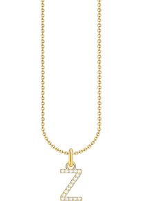 Kette mit Anh&auml;nger Thomas Sabo "Buchstabe" Gr. 45, gold (gelbgoldfarben, wei&szlig;), Halsketten, Damen, 45, Z, Silber 925 (recycelt), Kette mit Anh&auml;nger, mit Zirkonia (synth.)