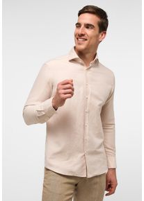 Langarmhemd Eterna "MODERN FIT", Damen, Gr. 43, Normalgr&ouml;&szlig;en, beige, Twill, 59% Baumwolle, 41% Leinen, tailliert, Manschette, Hemden Langarmhemd, EASY IRON (b&uuml;gelleicht)