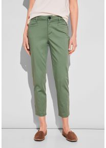 Chinohose Street One, Damen, Gr. 34, L&auml;nge 26, gr&uuml;n (dry salvia gr&uuml;n), Obermaterial: 97% Baumwolle, 3% Elasthan, unifarben, regular fit 7/8-L&auml;nge, Hosen Chinohose, in Satin-Optik